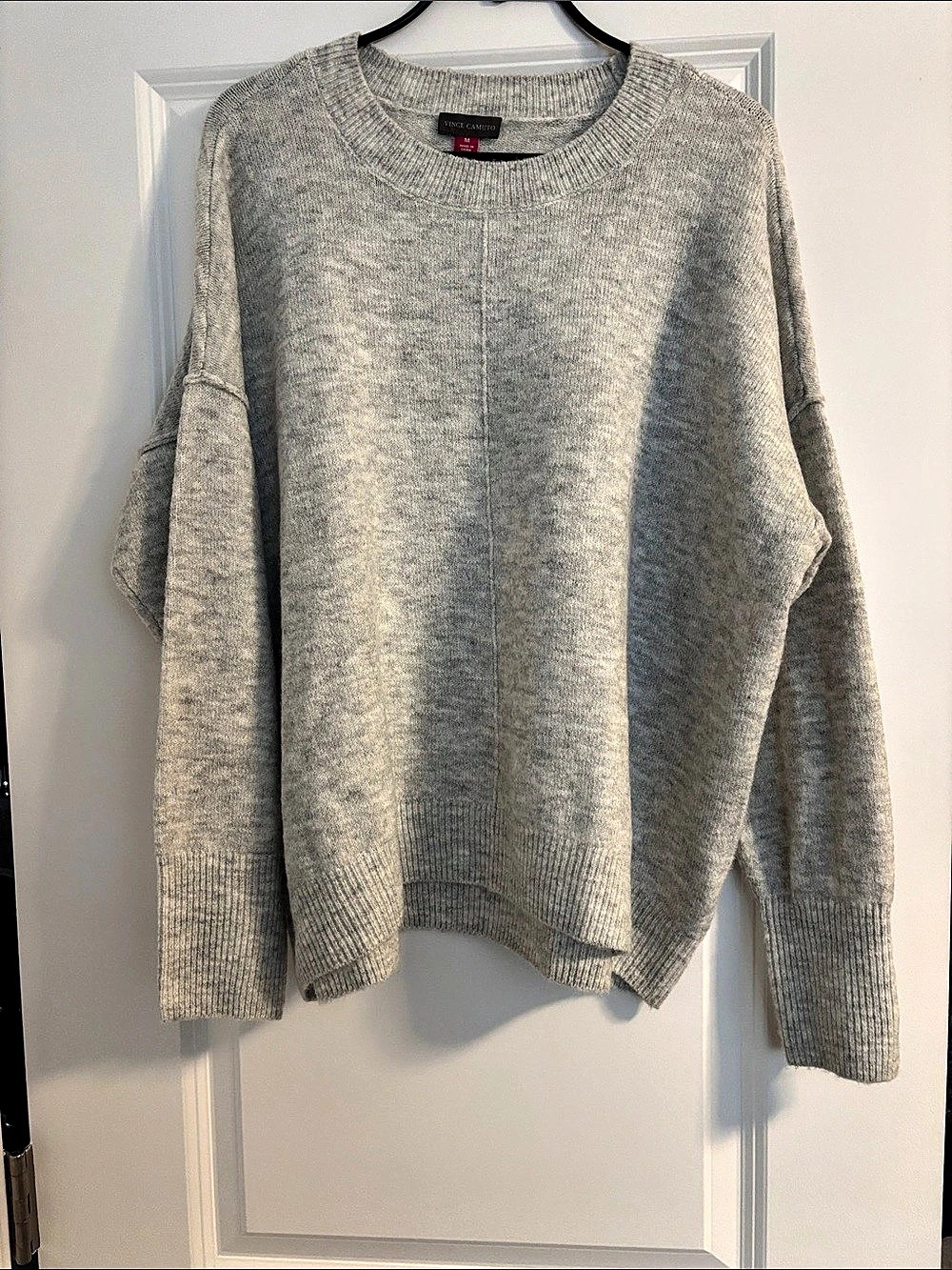 Vince Camuto Center Front Seam Crewneck Sweater Gray Crew Neck Sweater Size